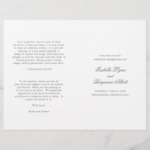 Simple Elegant Formal Grey Folded Wedding Program