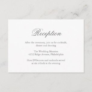 Simple Elegant Formal Reception Grey Wedding Enclosure Card