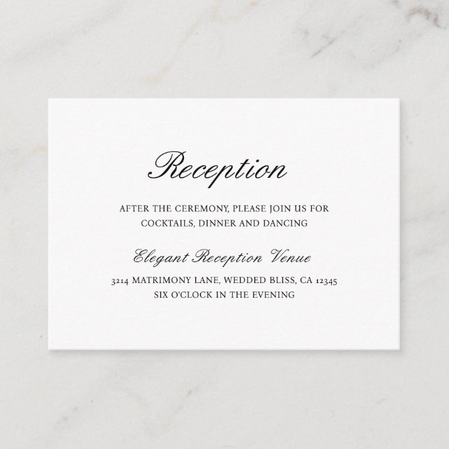 Simple Elegant Formal Traditional Wedding Enclosure Card (Front)