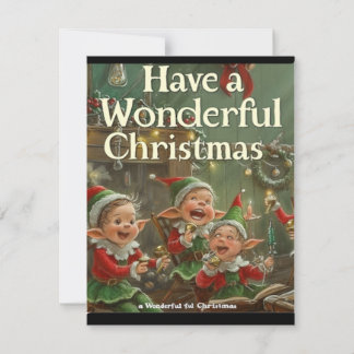 Simple Elégant Four Elfs Chantant Carte de Noël