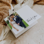 Simple Elegant Front and Back Photo Thank You Card<br><div class="desc">This simple elegant front and back photo thank you card is perfect for your modern minimalist black and white wedding. The design features minimal contemporary font accompanied by formal calligraphy. Keep it as is,  or choose to personalize it with your own artwork or photos!</div>