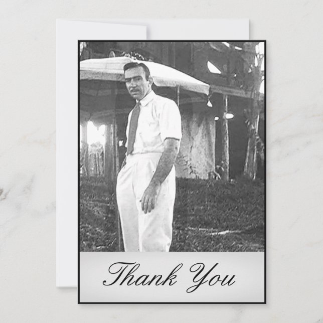 Simple Elegant Funeral Black and White Thank You (Front)