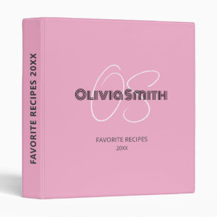 Simple Elegant Girly Monogram Pink Minimalist Binder