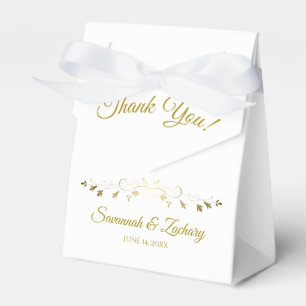 Simple Elegant Gold and White Wedding Thank You Favor Box