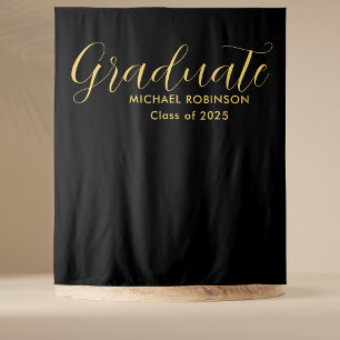 Simple Elegant Gold Black Graduation Party Tapestry