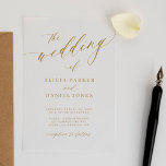 Simple elegant gold calligraphy clear wedding  acrylic invitations<br><div class="desc">Minimalist romantic classy faux gold calligraphy script simple transparent acrylic wedding invitation.</div>