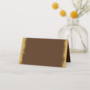 Simple Elegant Gold Coloured Edge Brown Place Card