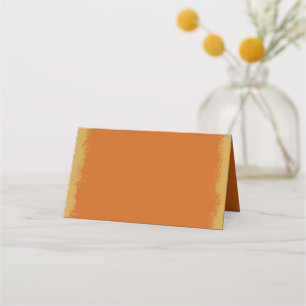 Simple Elegant Gold Coloured Edge Orange Place Car Card