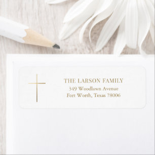 Simple Elegant Gold Cross Baptism Address