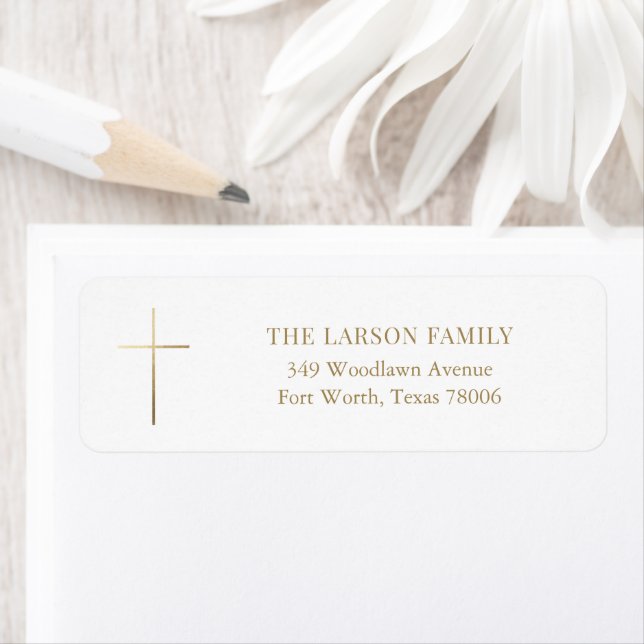 Simple Elegant Gold Cross Baptism Address  (Insitu)
