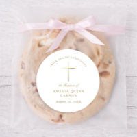 Simple Elegant Gold Cross Baptism Christening