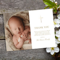 Simple Elegant Gold Cross Baptism Christening