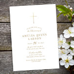 Simple Elegant Gold Cross Christening Invitation<br><div class="desc">Our Simple Elegant Gold Cross Christening Invitation features a faux gold foil cross,  paired with modern type and beautiful script.</div>