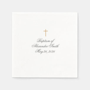 Simple Elegant Gold Cross Christening Napkins