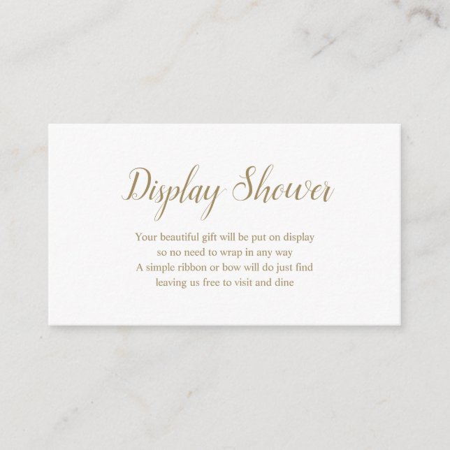 Simple Elegant Gold Display Shower Enclosure Card (Front)