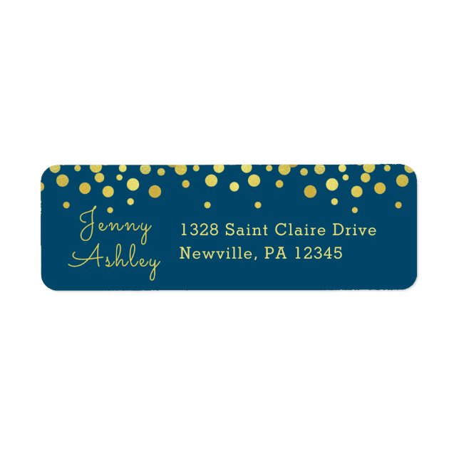 Simple Elegant Gold Dots Pattern Blue (Front)