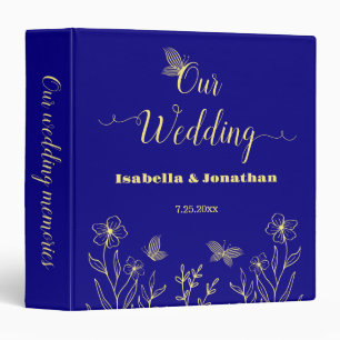 Simple elegant gold flower royal blue photo album binder