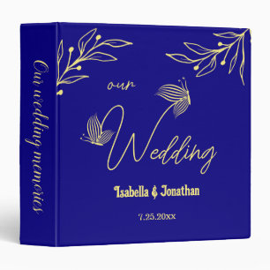 Simple elegant gold flower royal blue photo album binder