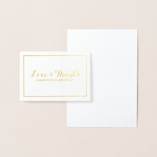 Simple Elegant Gold Foil Border Wedding Thank you Foil Card