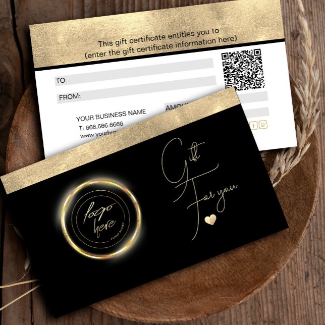Simple Elegant Gold Foil Heart Gift Certificate (Simple Elegant Gold Foil Heart Gift Certificate #addlogo#qrcode #luxurygoldandwhite #luxestylishglam)