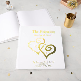 Simple Elegant Gold Foil Traditional Wedding  Guest Book