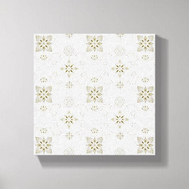 Simple Elegant Gold Folk Tile Pattern Canvas Print (Front)