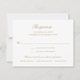 Simple Elegant Gold Formal Traditional Wedding RSVP Card