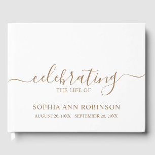 Simple Elegant Gold Funeral Memorial Guest Book