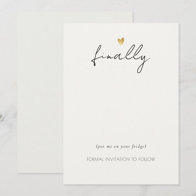 Simple Elegant Gold Gray Typography Mount Invitation (Front/Back)