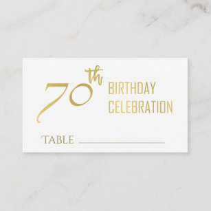 SIMPLE ELEGANT GOLD GREY TYPOGRAPHY 70 BIRTHDAY BUSINESS CARD