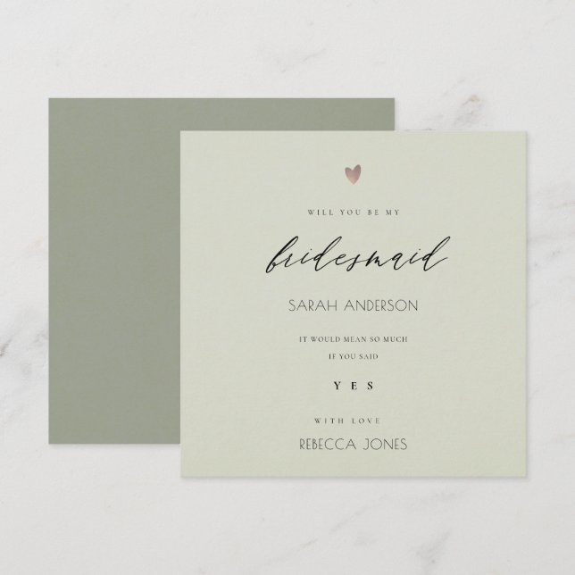 SIMPLE ELEGANT GOLD GREY TYPOGRAPHY BRIDESMAID INVITATION (Front/Back)