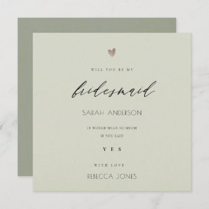 SIMPLE ELEGANT GOLD GREY TYPOGRAPHY BRIDESMAID INVITATION