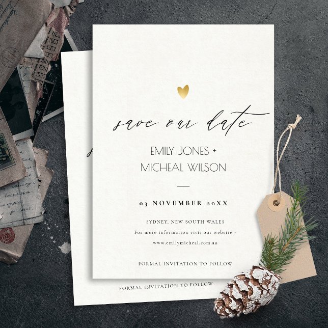 SIMPLE ELEGANT GOLD GREY TYPOGRAPHY  SAVE THE DATE (Creator Uploaded)