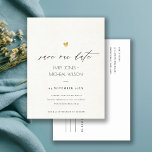 SIMPLE ELEGANT GOLD GREY TYPOGRAPHY  SAVE THE DATE ANNOUNCEMENT POSTCARD<br><div class="desc">If you need any further customisation or any other matching items,  please feel free to contact me at yellowfebstudio@gmail.com</div>