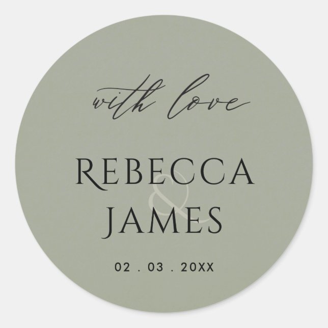 SIMPLE ELEGANT GOLD GREY TYPOGRAPHY TEXT ONLY CLASSIC ROUND STICKER (Front)