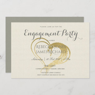 SIMPLE ELEGANT GOLD HEART TYPOGRAPHY ENGAGEMENT INVITATION