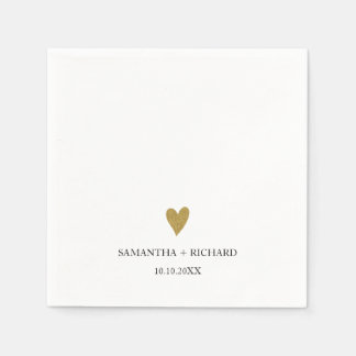 Simple Elegant Gold Heart Wedding Personalized Napkin
