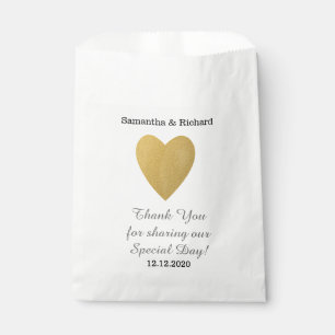 Simple Elegant Gold Heart Wedding Thank you Favour Bag