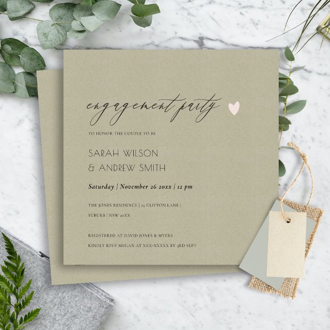 SIMPLE ELEGANT GOLD KRAFT TYPOGRAPHY Engagement Invitation (Creator Uploaded)