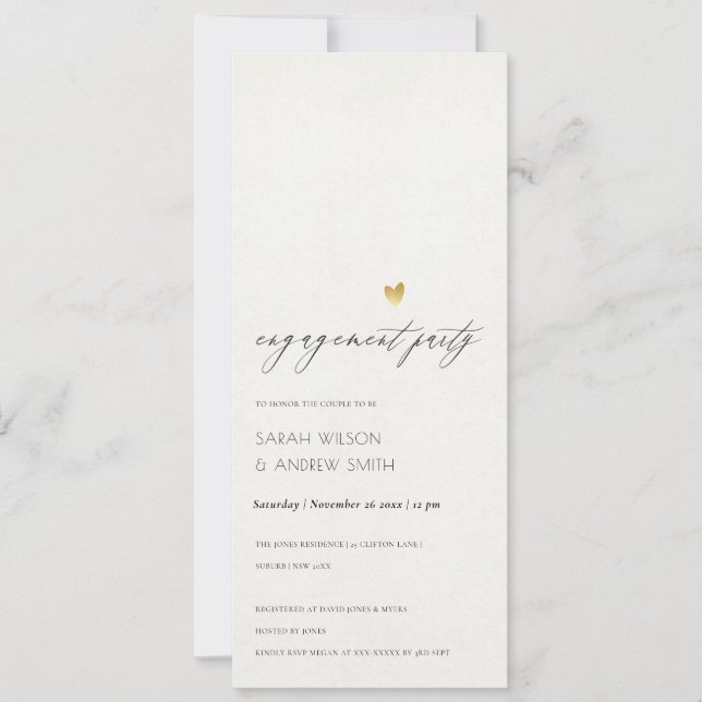 SIMPLE ELEGANT GOLD KRAFT TYPOGRAPHY Engagement Invitation (Front)
