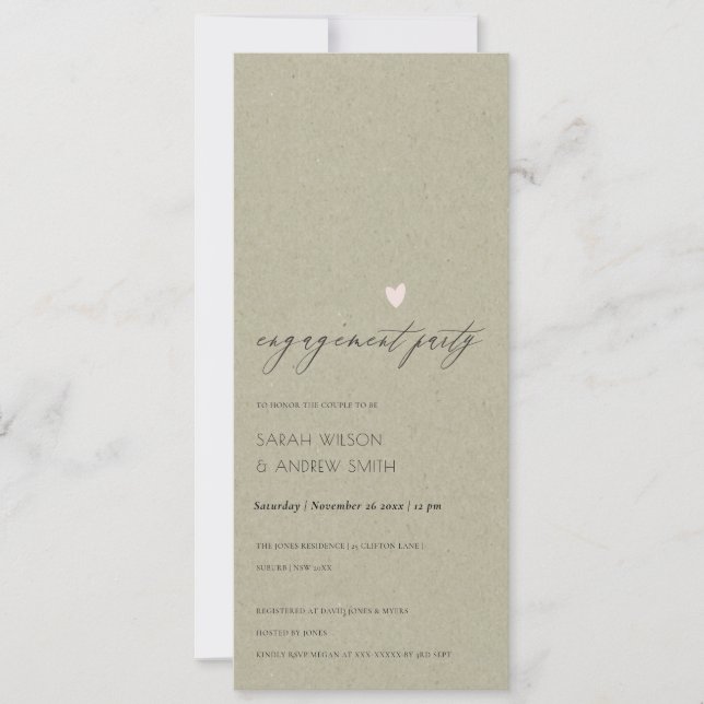 SIMPLE ELEGANT GOLD KRAFT TYPOGRAPHY Engagement Invitation (Front)