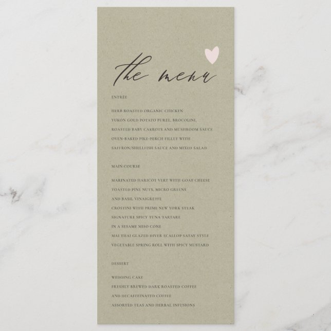 SIMPLE ELEGANT GOLD KRAFT TYPOGRAPHY menu card (Front)
