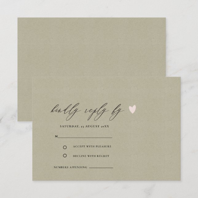 SIMPLE ELEGANT GOLD KRAFT TYPOGRAPHY RSVP INVITATION (Front/Back)