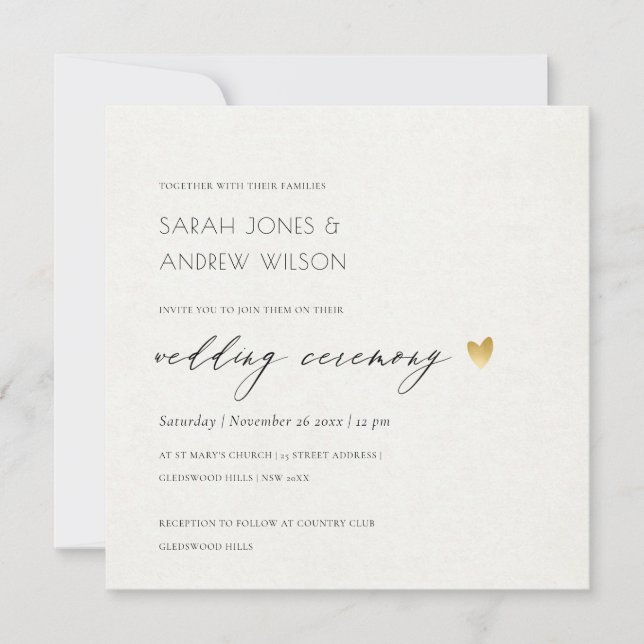 SIMPLE ELEGANT GOLD KRAFT TYPOGRAPHY WEDDING INVITATION (Front)