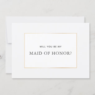 Simple Elegant Gold Maid of Honour Proposal Card
