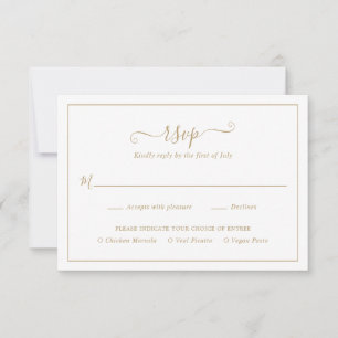 Simple Elegant Gold Meal Wedding RSVP Card