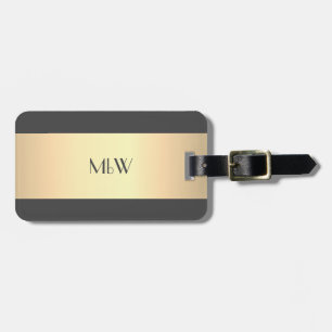 Simple Elegant Gold Metal monogrammed Name  Luggag Luggage Tag