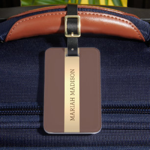 Simple Elegant Gold Metal monogrammed Name  Luggage Tag