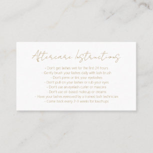 Simple Elegant Gold Modern Lashes Aftercare Business Card