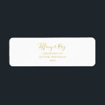 Simple Elegant Gold Return Address Label<br><div class="desc">This simple elegant gold return address label is perfect for your modern minimalist white and gold wedding. The design features minimal contemporary gold font accompanied by formal calligraphy. Keep it as is,  or choose to personalize it with your own artwork or photos!</div>